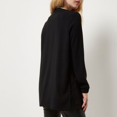 Black woven jacket with zips